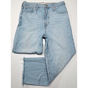 Madewell The Perfect Vintage Straight Jean Light Wash Raw Hem Size 29 High Rise